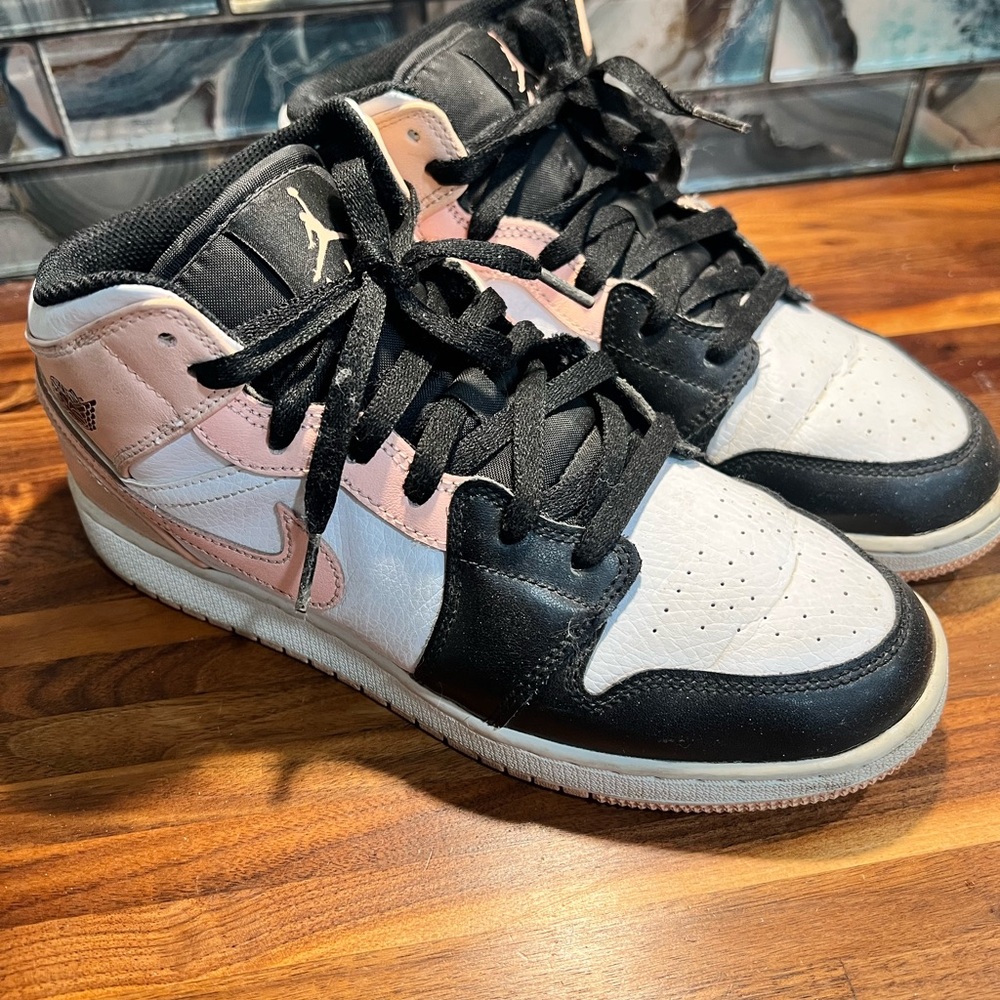 Jordan Men's Athletic Shoes in Black, White, and Light Pink